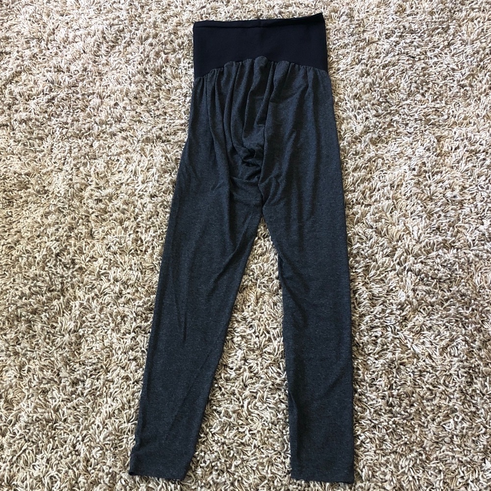 A Pea in the Pod Black /Grey Maternity Leggings with Supportive Waistband